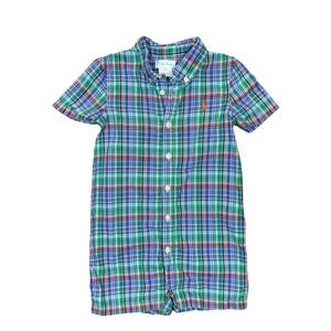 Vintage Ralph Lauren Baby Boy Plaid Romper Multi Color 24M